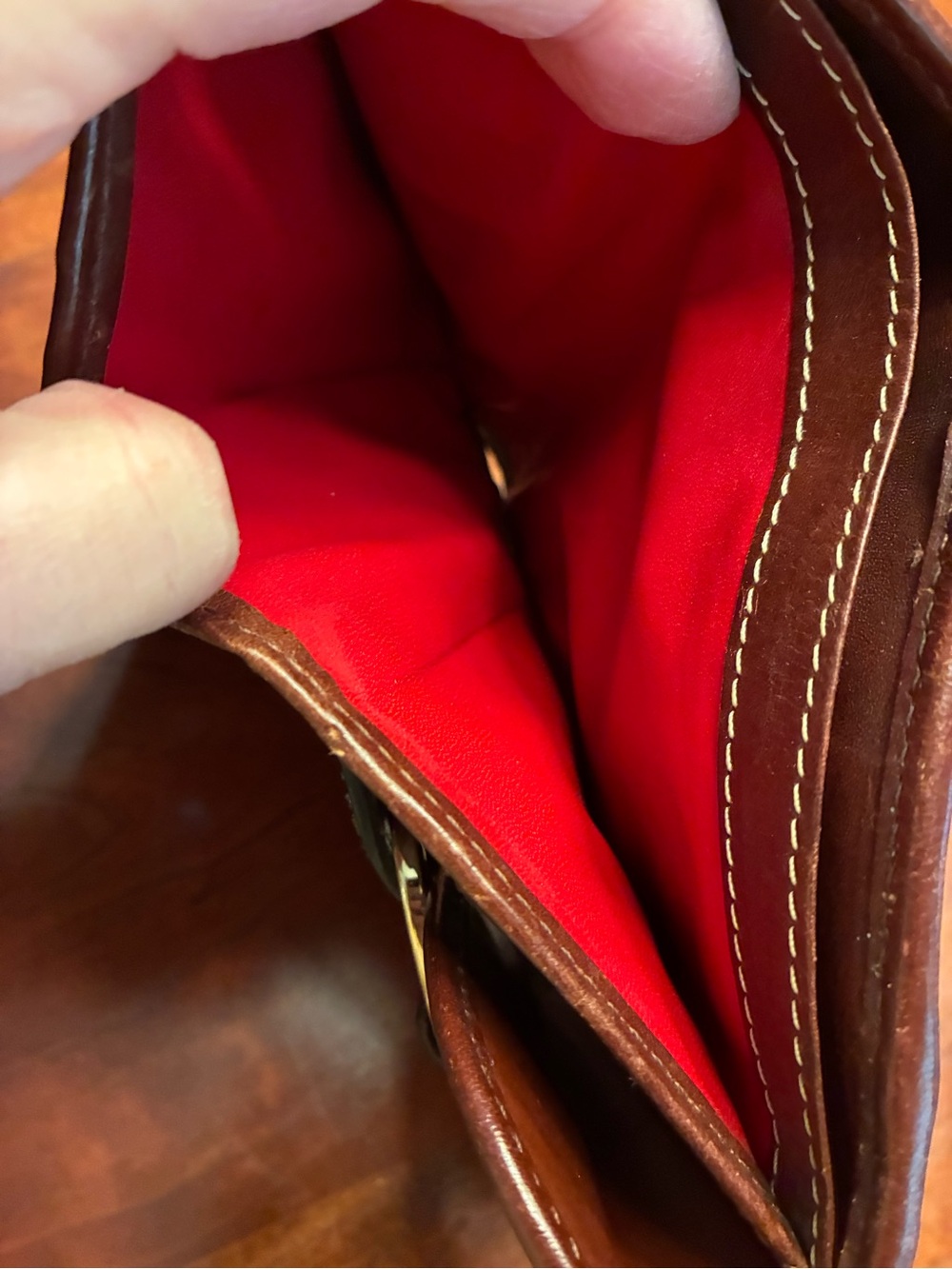 Dooney & Bourke Brown Leather Compact Wallet with Brass Ring - Picture 12 of 13